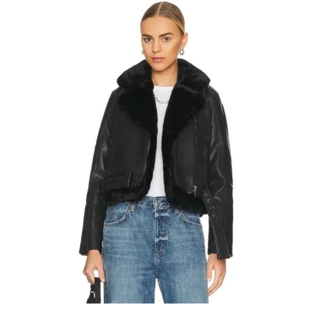 BlankNYC 2-in-1 Vegan Leather Moto Jacket S Detachable Faux Fur Vest Black